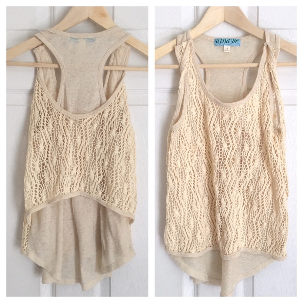 {aina be} Crochet Overlay Hi Low Scoop Tank Small